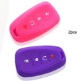 thumbnail image 4 of 2pcs Dobrev 4 Buttons Silicone Case Protector Key Fob Cover Smart Car Remote Holder for Chevrolet Volt Bolt Cruze Hatchback Equinox Sonic Traverse with Engine Start (purple and pink), 4 of 4