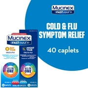 Mucinex Fast-Max Maximum Strength Cold & Flu Day and Night Medicine, All-in-One Multi-Symptom Relief - 40 count (24 Day time + 16 Night time) Caplets