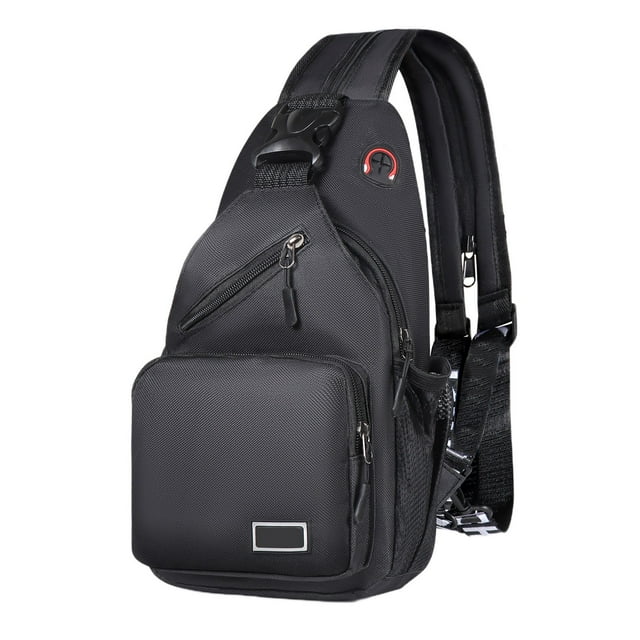 Sac Bandoulière Réglable, Sac de Poitrine Convertible, Multiples Poches + Compartiments Zippés, Design Mince à la Mode, pour Usage Quotidien, Rangement Sécurisé, Pratique pour les Voyages, Matériau en Nylon, Akmoler