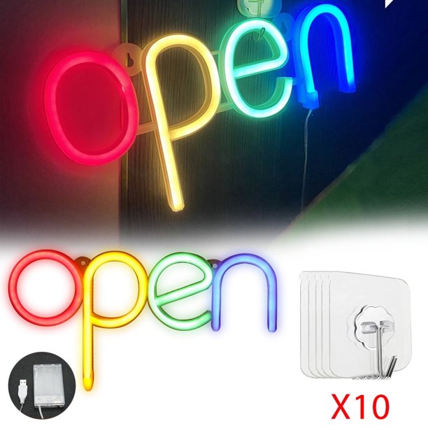 Letrero de neón abierto LNGOOR para escaparates, 18 x 35 cm, LED, ideal para negocios, dispensarios de CBD, masajes, tiendas de tatuajes, bares, bares, barberías y tiendas minoristas.