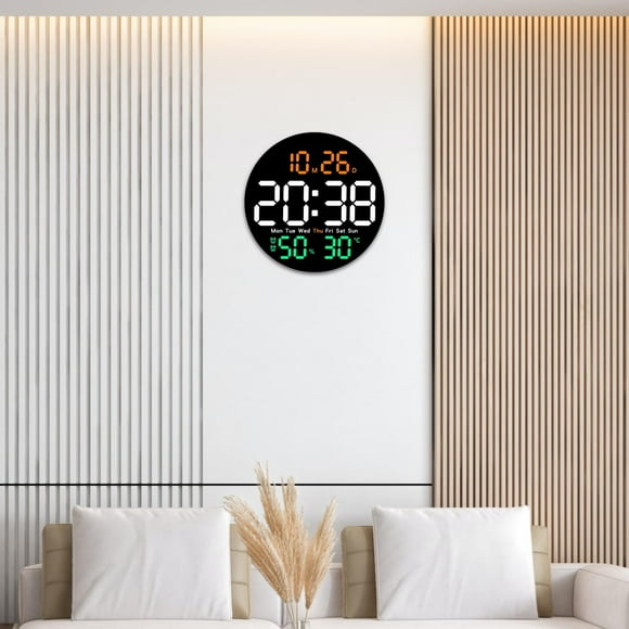 Reloj de pared Digital, reloj LED, función de sincronización, reloj electrónico silencioso, despertador para oficina, restaurante, decoración interior Multicolor Macarena Reloj de pared