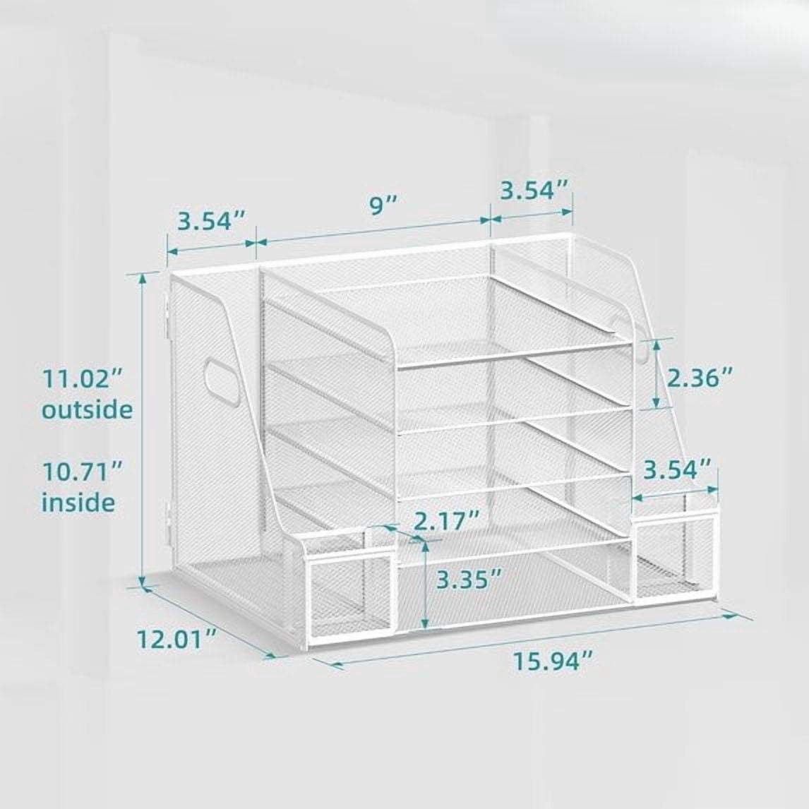 INTIGE 5-Tier Desk Organizer with File Holder, Mesh Paper Letter Tray Organizer with Magazine Holder, Desktop Organizer and Storage for Office Supplies