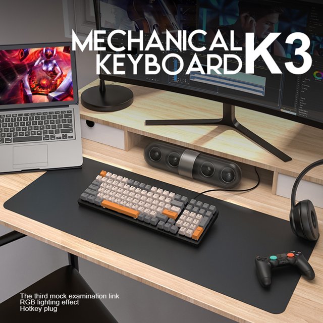 Teclado mecánico K3 Carga USB 100 teclas Teclado con cable para juegos Ruso con cable FLhrweasw Nuevo