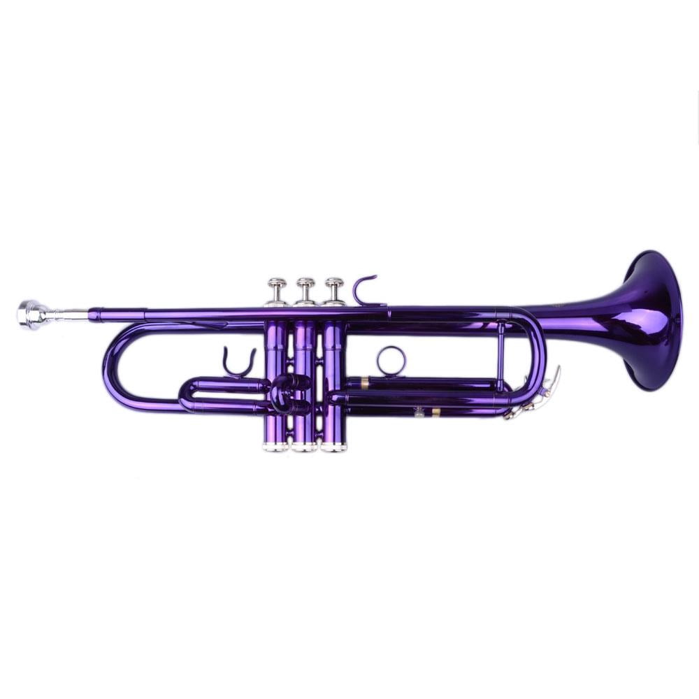 SamyoHome Bb Beginner School Band Trumpet with Mouthpiece Case, Purple