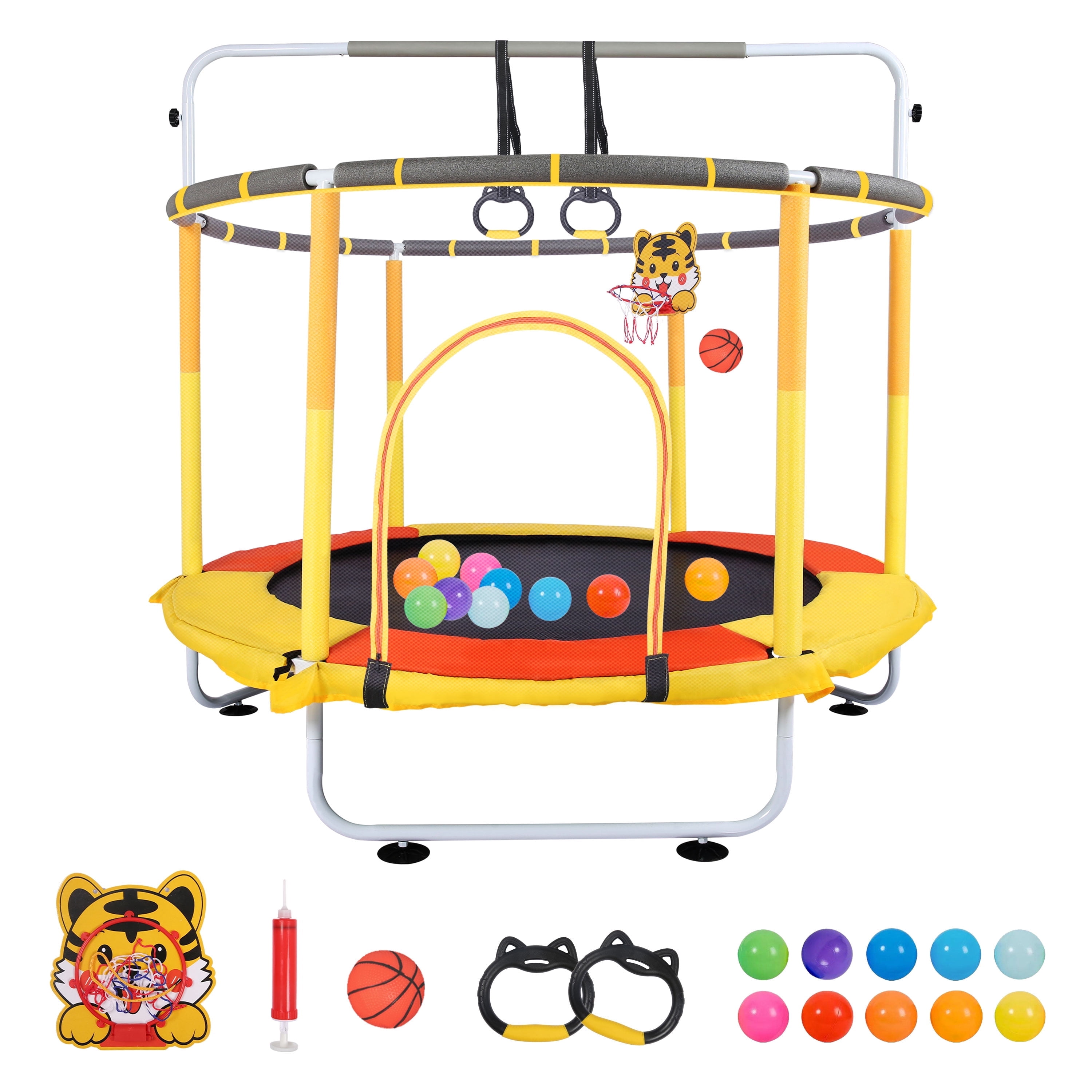 RAZXNAOR Trampoline Kids with Enclosure Indoor Outdoor 59" x 59" x 65"