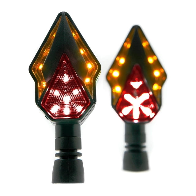 Direccionales Para Moto Rasen Led Secuencial Tipo Diamante Universal rojo