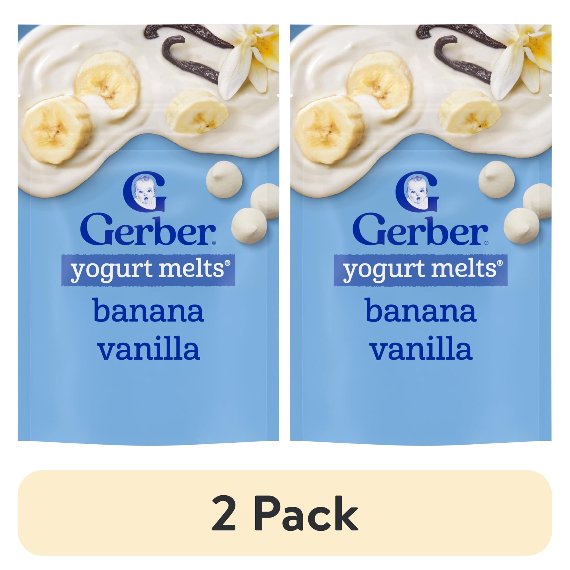(2 pack) Gerber Stage 3 Baby Snacks, Yogurt Melts, Banana Vanilla, 1 oz