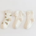 thumbnail image 2 of CHUANK Toddlers Girls Ruffle Socks Toddlers Ruffled Socks Beige 5-8 Years, 2 of 5