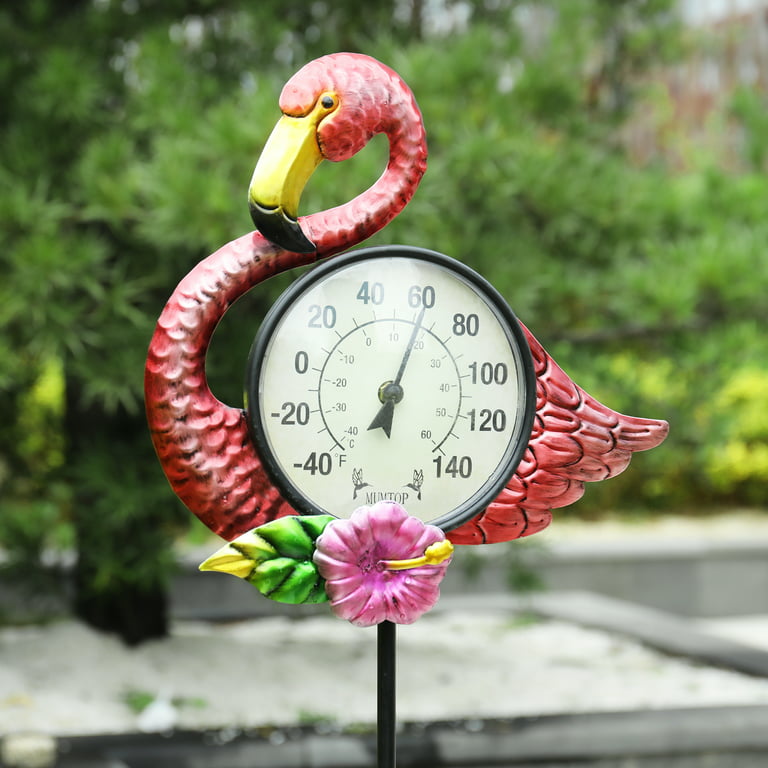 Metal Outdoor Thermometers with Bird Feeder Decorative Thermometer Garden  Stakes for Lawn Yard Patio Decorations