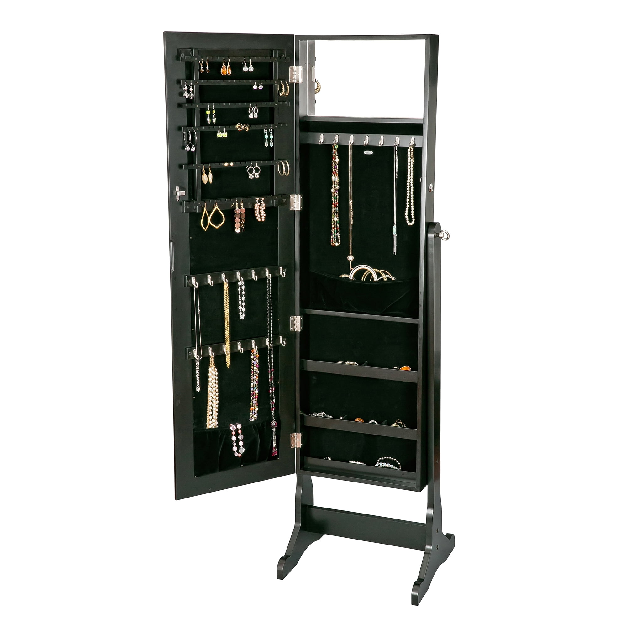 Mele & Co Victoria Mirrored Jewelry Armoire in Java Finish