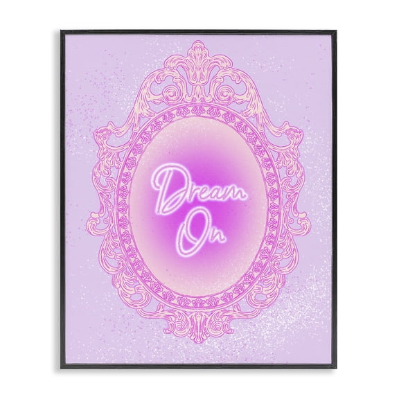 Stupell Industries Dream On Ornate Mirror Black Framed Giclee Art, design by Ziwei Li