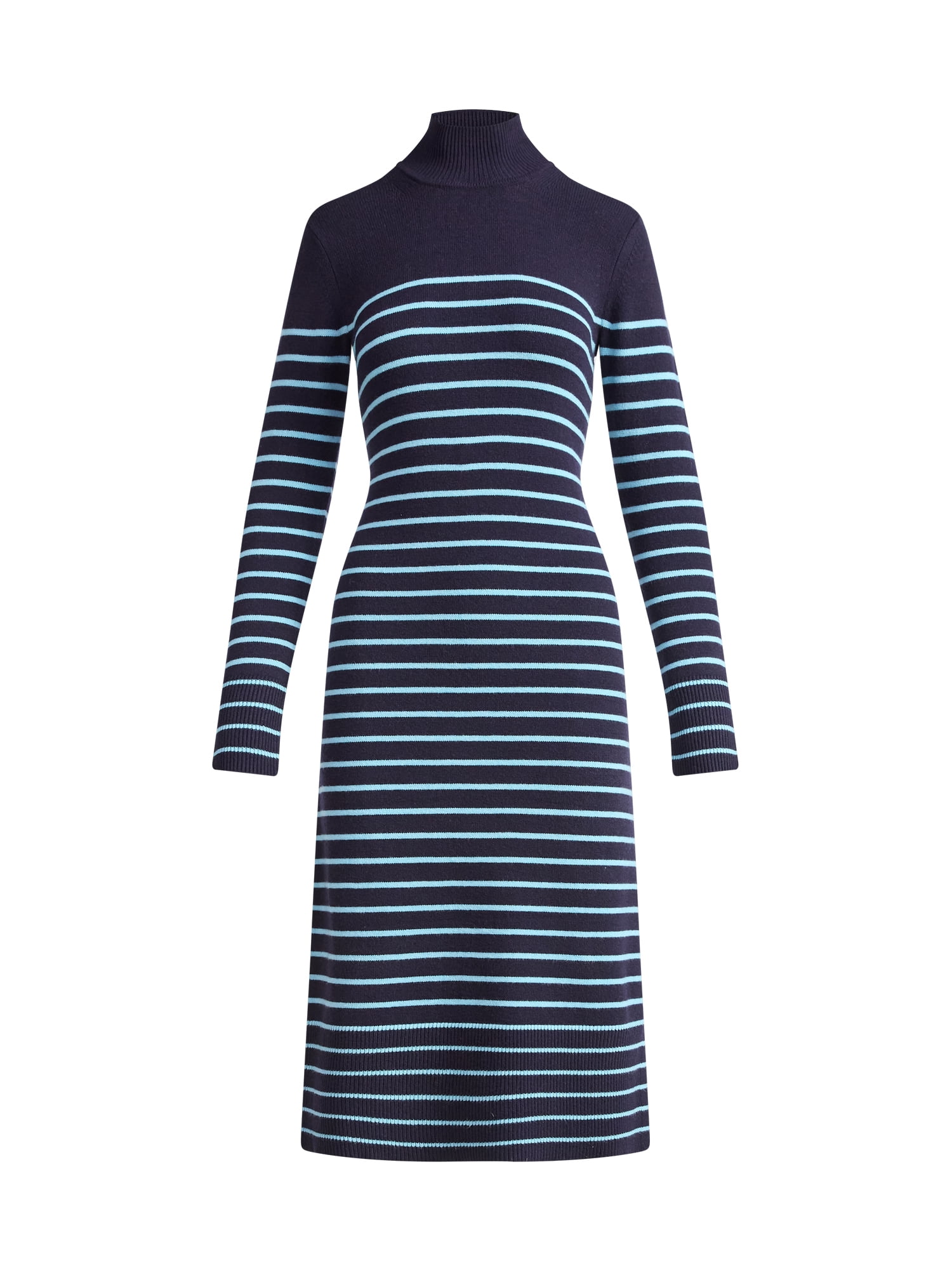 Free Assembly Women's Turtleneck Sweater Midi Dress with Long Sleeves, Sizes XS-XXL