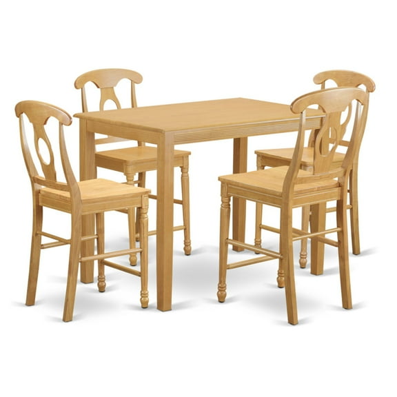 5 Pc Dining counter height set - Kitchen Table and 4 bar stools with backs.
