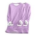 thumbnail image 3 of Feancey 2PC Womens Fleece Sweatshirt Winter Warm Crewneck Sherpa Lined Shirts Long Sleeve Casual Fuzzy Pullover Comfy Warm Loungewear Thermal Tops with Pockets Purple S, 3 of 4
