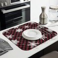 thumbnail image 3 of Red and Black Checkered Christmas Snowflake Pattern Dish Drying Mat for Kitchen 1 Pack, Ultra Absorbent Microfiber Dishes Drainer Mats,16x18in(41x46cm), 3 of 6