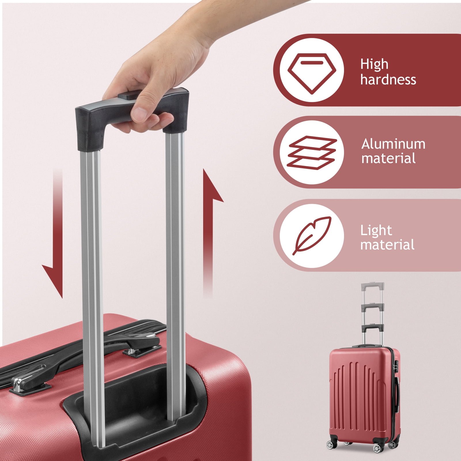 Zimtown 4-Piece Luggage Set, ABS Hardshell Suitcase, Double-Wheeled with TSA Lock, Vintage Red - Walmart.com Zimtown 4-Piece Luggage Set, ABS Hardshell Suitcase, Double-Wheeled with TSA Lock, Vintage Red - Walmart.com