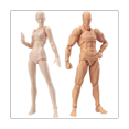 thumbnail image 1 of Body Doll, Artists Manikin Blockhead Jointed Mannequin Drawing Figures Male+Female Set (Skin Color), 1 of 7