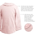 thumbnail image 3 of Kidsy Girls Frilled Neck And Cuffs Peruvian Cotton T-Shirt – Long Sleeve, Crewneck – Tickled Pink, 6, 3 of 4
