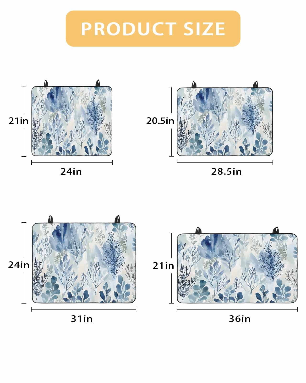 nqOlkjepod Large Induction Cooktop Protector Mat 24"x21", Blue Botanical Stove Top Covers for Electric Stove, Vintage Impressionist Style Watercolor Stove Burner Cover Mats, Glass Top Stove Cover