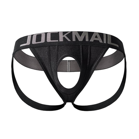 COSFO Mens Thong Underwear with Fly Cotton Black Underwear Breathable Classic Fit Underwear Men