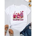 thumbnail image 3 of Valentine's Day Print T-shirt, Casual Short Sleeve Crew Neck Top For Spring & Summer, Women's ClothiCamisetas para mujer, lindas camisetas con estampado gráfico, de manga corta, estilo casual, para ve, 3 of 6