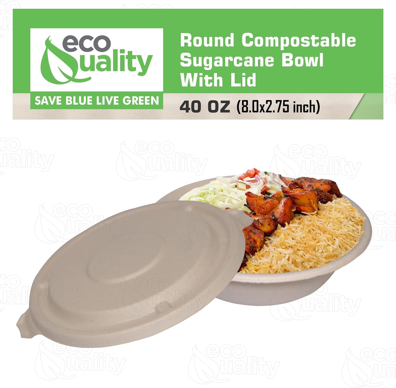40 oz Round Disposable Compostable Paper Bowls with Fiber Dome Lids - Heavy-Duty, Eco-Friendly Natural Bagasse Unbleached, Heat Resistant, 100% Biodegradable Salad Bowls Alternative to Plastic (25)