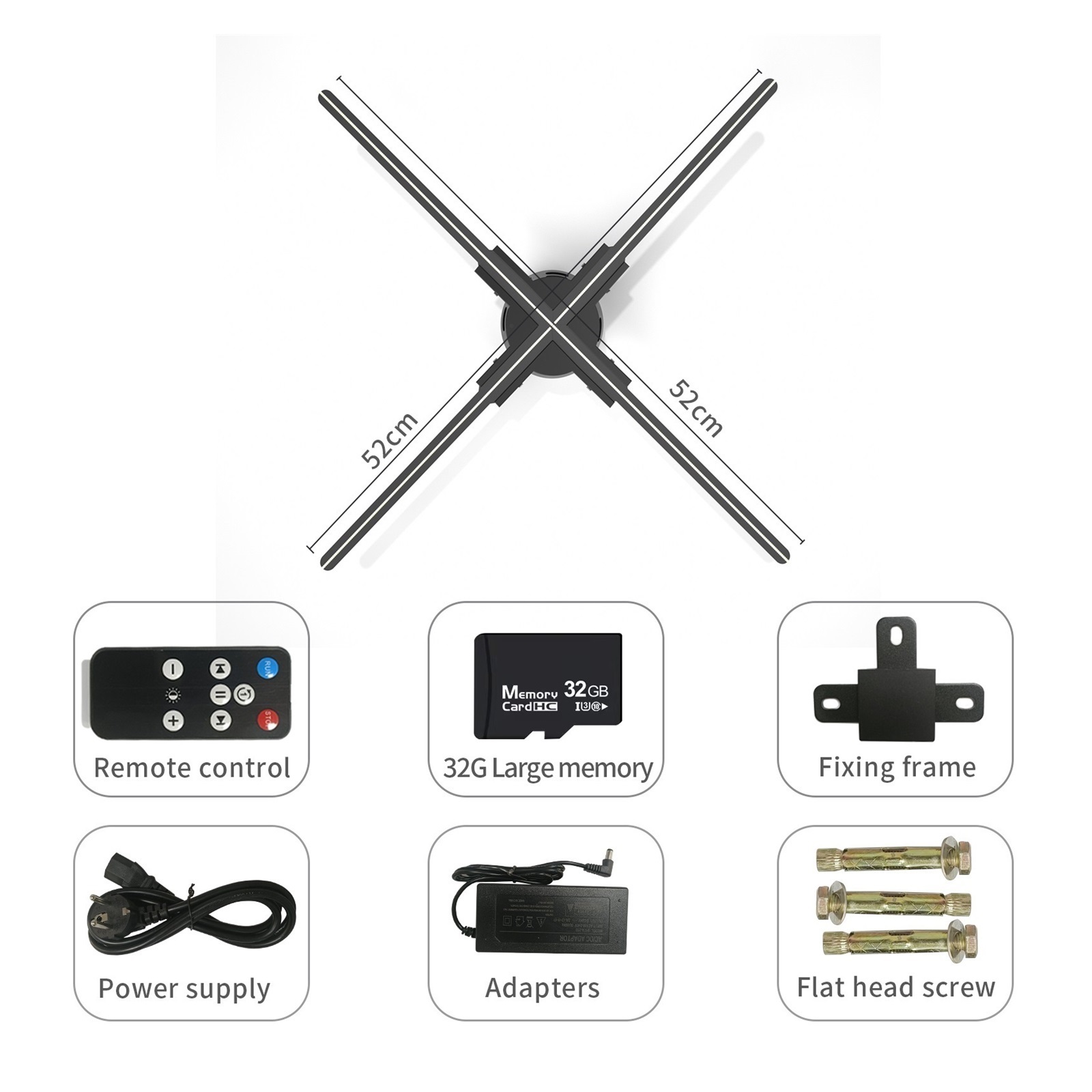 Hologram Fan Projector, LED Light Beads Naked Eye Holographic Fan Stereo Floating Advertising Machine Fan 1080P HD Trade Show ,Novel Advertising Tool