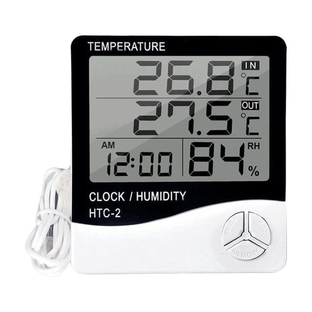 Termómetro digital, higrómetro, reloj despertador, Monitor de temperatura de humedad, calendario de calibre para cocina, oficina, restaurantes, sala