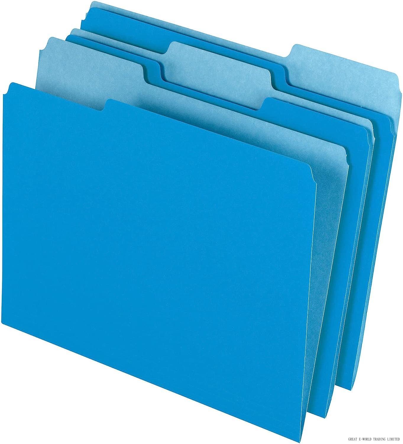 Office Depot File Folders, Letter, 1/3 Cut, Blue, Box Of 100, 97661