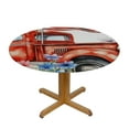 thumbnail image 3 of JRXY 4th of July Round Fitted Tablecloth Elastic EDG American Flag Truck Independence Day Waterproof Table Cloth Red Poppies and Birds Round Table Cover for Holiday Party White, 3 of 7