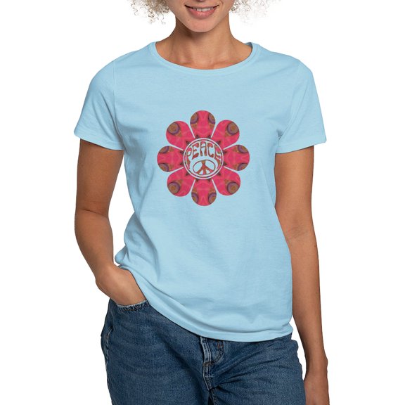 CafePress - Peace Flower Affection Women's Light T Shirt - Women's Classic T-Shirt