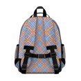 thumbnail image 3 of Blue and Orange Checkered Pattern Backpack for School, Cute School Bag with Adjustable Shoulder Straps and Padded Back, 15.25"x11.5"x5.25", 3 of 5