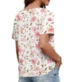 thumbnail image 4 of T-Shirt Imprimé pour Femmes Manches Courtes Col Rond Haut d'Été Mode Décontracté en Rose pour Usage Quotidien et Fêtes, 4 of 7