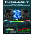 thumbnail image 3 of Upgraded RGB Cooling Fan Charging Station for Xbox Series S Console & Controller,Dual Charger Dock and Cooler System Stand with 15 Colorful Light Modes Accessories with 2*1400mAH Rechargeable Battery, 3 of 9