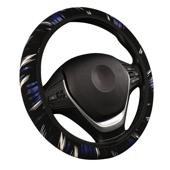 Leadwolf Car Steering Wheel Cover - Universal Car Accessory for Diverse Cars, Durable Leather Cover with Anti-Slip Lining, for Steering Wheel Black Blue
