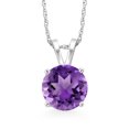 thumbnail image 2 of Gem Stone King 1.70 Ct Round Purple Amethyst 14K White Gold Pendant With Chain, 2 of 5