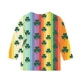 thumbnail image 4 of Tauxra Chandail de la Saint-Patrick pour Adultes, T-Shirt à Manches 3/4 Imprimé Col Rond, T-Shirt Graphique Trèfle Décontracté à Manches Longues pour Activités Festives, 4 of 6