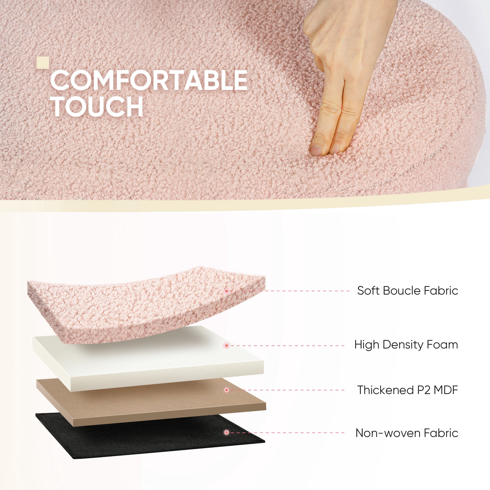 PINPLUS Storage Ottoman Bench Tufted Oval Ottoman Bench Foot Rest Velvet Bench with Storage 43" Pink