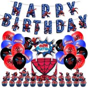 Birthday Party Supplies, Theme Birthday Party Decorations, Includes Splash Cupcake Toppers Banner Latex Balloons, Superhero Theme for Birthday Party by