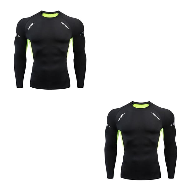 Minnieouse Ropa interior térmica para hombre, medias deportivas de secado rápido, ropa deportiva para esquiar y correr, ropa deportiva para 1609 verde,XXXL 2piezas