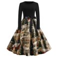 thumbnail image 5 of Christmas Dresses for Women Women's Fashion Round Neck Slim-Fit Christmas Print Long-Sleeved Dress for Christmas Party,Army Green,L, 5 of 6