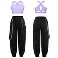 thumbnail image 6 of Sinleey Girls Hip Hop Dance Outfits Crop Tops with Chain Sweatpants Set Street Dance Outfits Active Lavender 12, 6 of 7