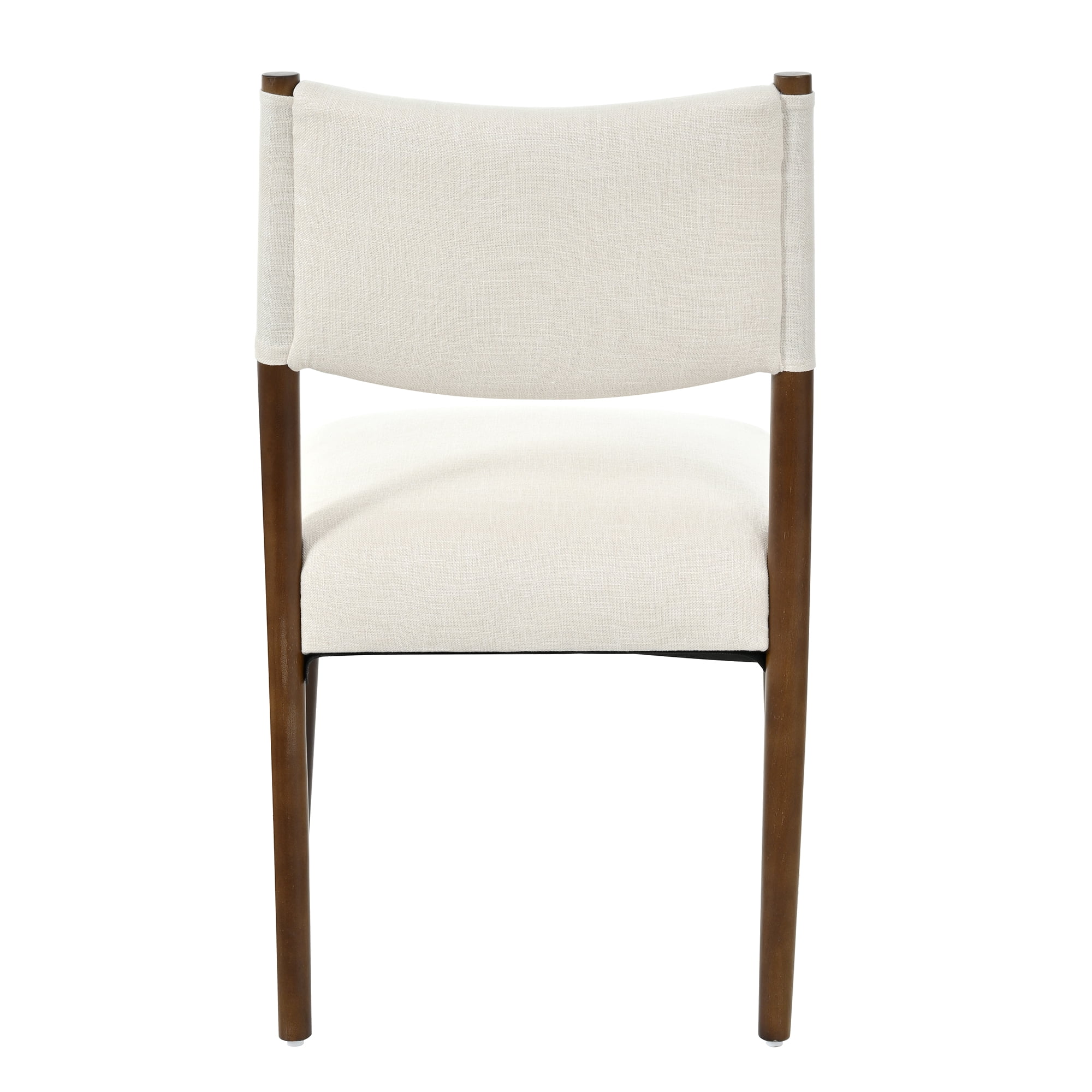 Set of 2 Modern Dining Chair, Kitchen Chair with 5.12 Inch Thick Seat Cushion and Solid Rubber Wood Legs, Upholstered Fabric Chair for Home Bar Restaurant Dining Room, Walnut Beige