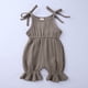thumbnail image 2 of Body De Bebé Canastilla Onesies Para Niñas Pequeñas Moda Lindo Color Sólido Algodón Lino Volantes Frenillo Mono Caqui Odeerbi LM103-9017, 2 of 9