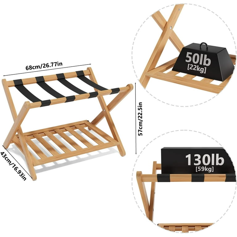 Smuxee 2 Pack Folding Luggage Stand for Hotel Guest Room