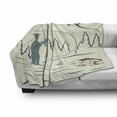 thumbnail image 3 of Fishing Theme Soft Flannel Fleece Blanket, Man Try to Catch Monster Fish in River with Mountains Sun and Trees, Cozy Plush for Indoor and Outdoor Use, 60" x 80", Ivory and Multicolor, by Ambesonne, 3 of 6