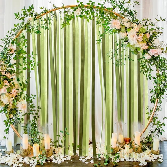 196FT Satin Ribbon 0.2in Wide Sage Green Double Face Satin Fabric Ribbon Roll For Gift Wrapping, Crafts DIY Sewing, Hair Bows, Birthday Chair Party Streamers Decorations