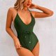 thumbnail image 2 of Traje de baño de Mujer Color Verde Puro V Profundo Sin Espalda Correas de Hombro Delgadas Regulables Traje de baño de una Pieza para Fiestas de natación Verde XL, 2 of 7