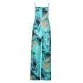 thumbnail image 5 of Ernkv Women's Jumpsuit Fashion Full Length Trousers Slimming Straps One Shoulder High Waist Comfy Lounge Casual Jumpsuit For Lady Wife Daughter Girlfriend Floral Print Blue XL, 5 of 8