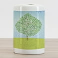 thumbnail image 2 of Nature Ceramic Toothbrush Holder, Interpretation of a Tree on a Hill in Random Strokes, Decorative Versatile Countertop for Bathroom, 4.5" X 2.7", Sky Blue Apple Green, 2 of 4